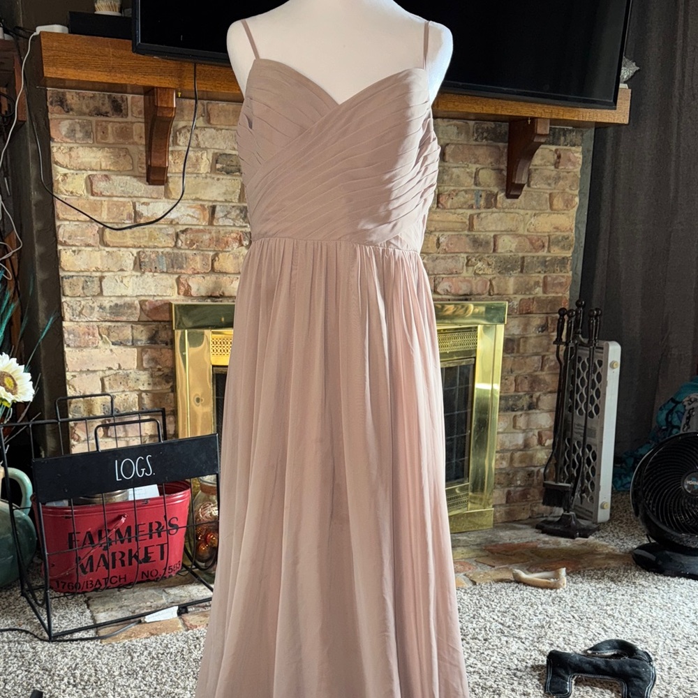 Azazie Strapless Dress in Beige